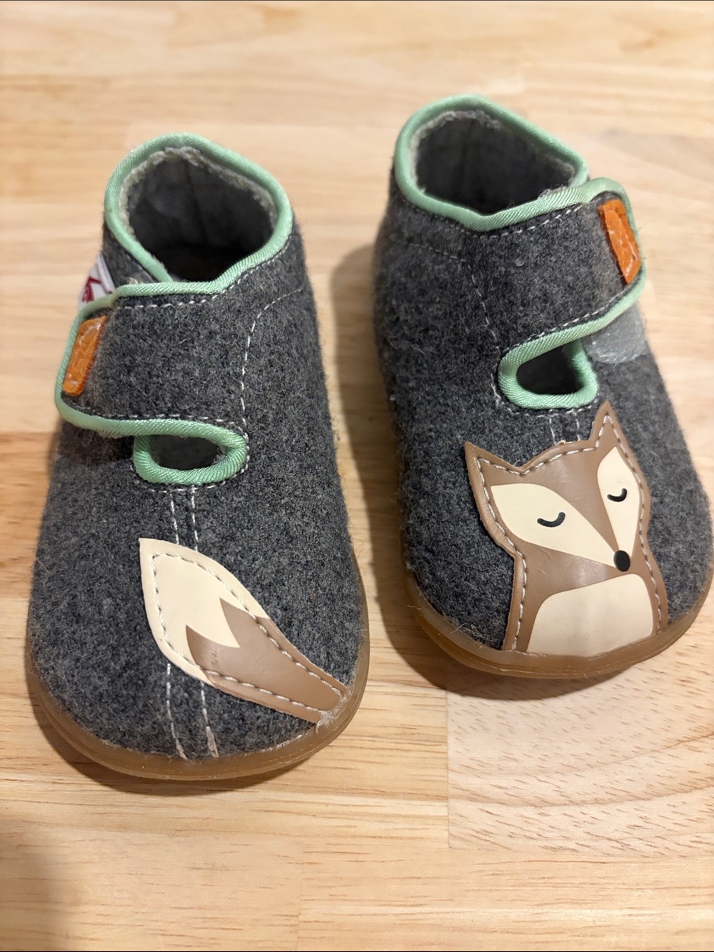 See Kai Run Gray Fox Slip-On Shoes with Mint Trim